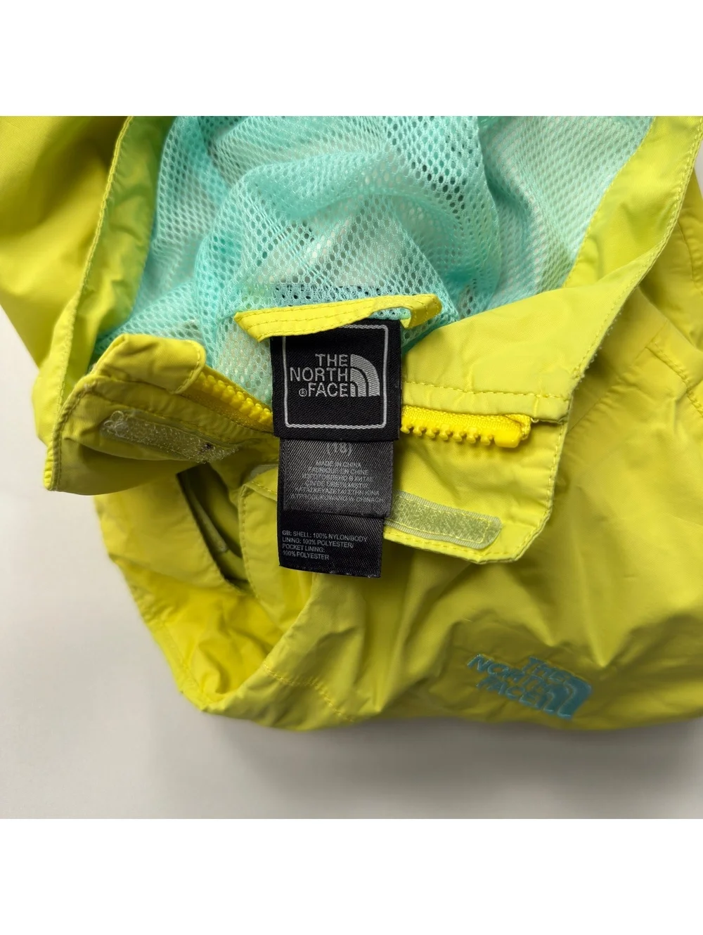The North Face Rain Jacket Hooded Windbreaker Yellow - Girls 18 XL